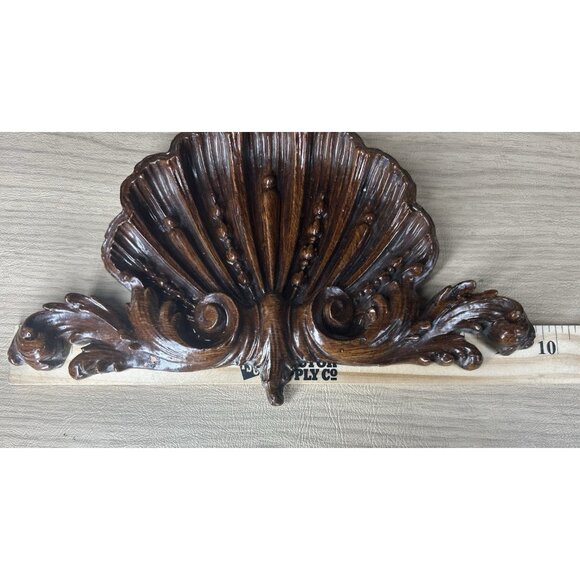 Scalloped Shell Wall Decor Wood Vtg 9.5" X 5.5" Door Topper Hollywood Regency - Picture 8 of 10